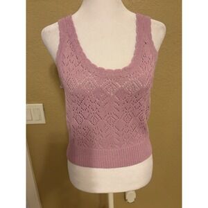 Molly Bracken Knit Crochet Tank Top, Lilac, Medium
